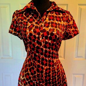 Sz Small Apt 9 Stretch Collared Tie Waist Blouse Satin-Like Fabric